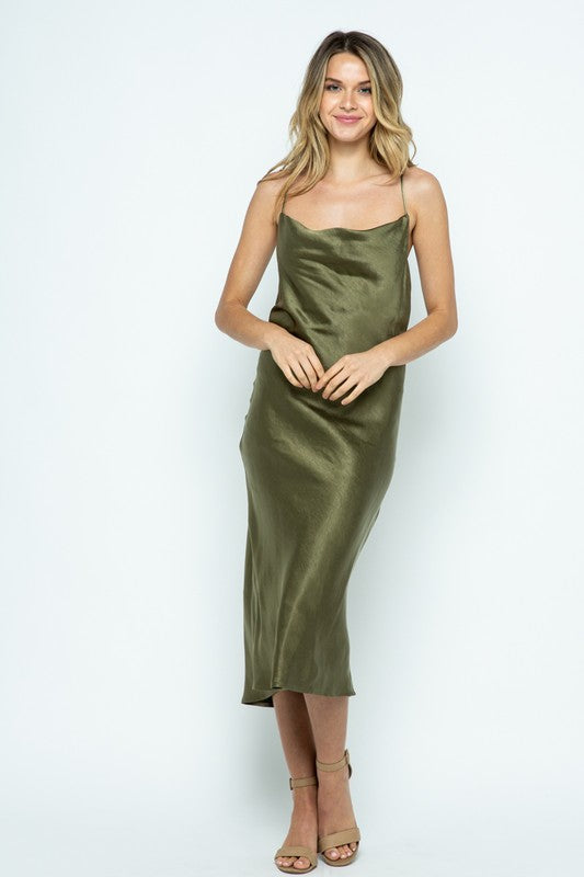 olive green midi dress