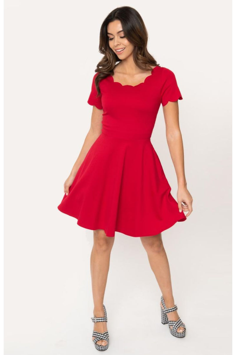 red fit n flare dress