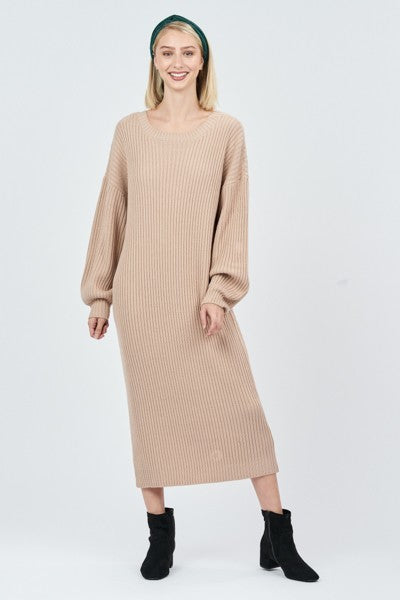 Uitgelezene Camel Oversized Sweater Dress with Deep V Back | Smak Parlour NA-71