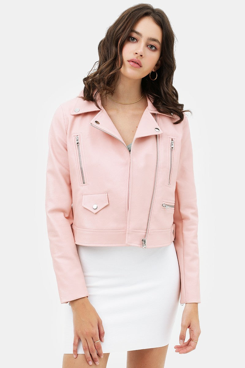 light pink leather skirt