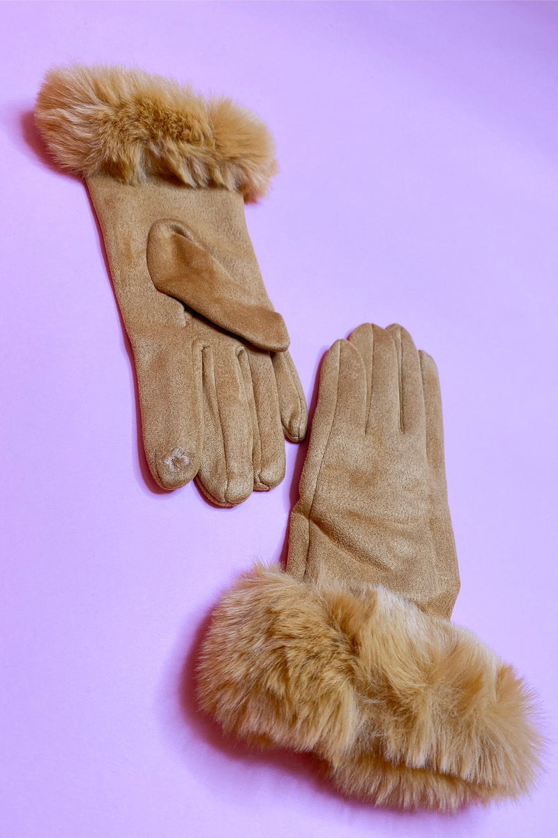 suede fur gloves