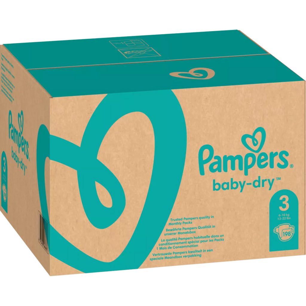voordeel Vermomd partij Pampers Luiers Baby-Dry maat 3 Midi, 6-10kg, maandbox, 198 stuks.