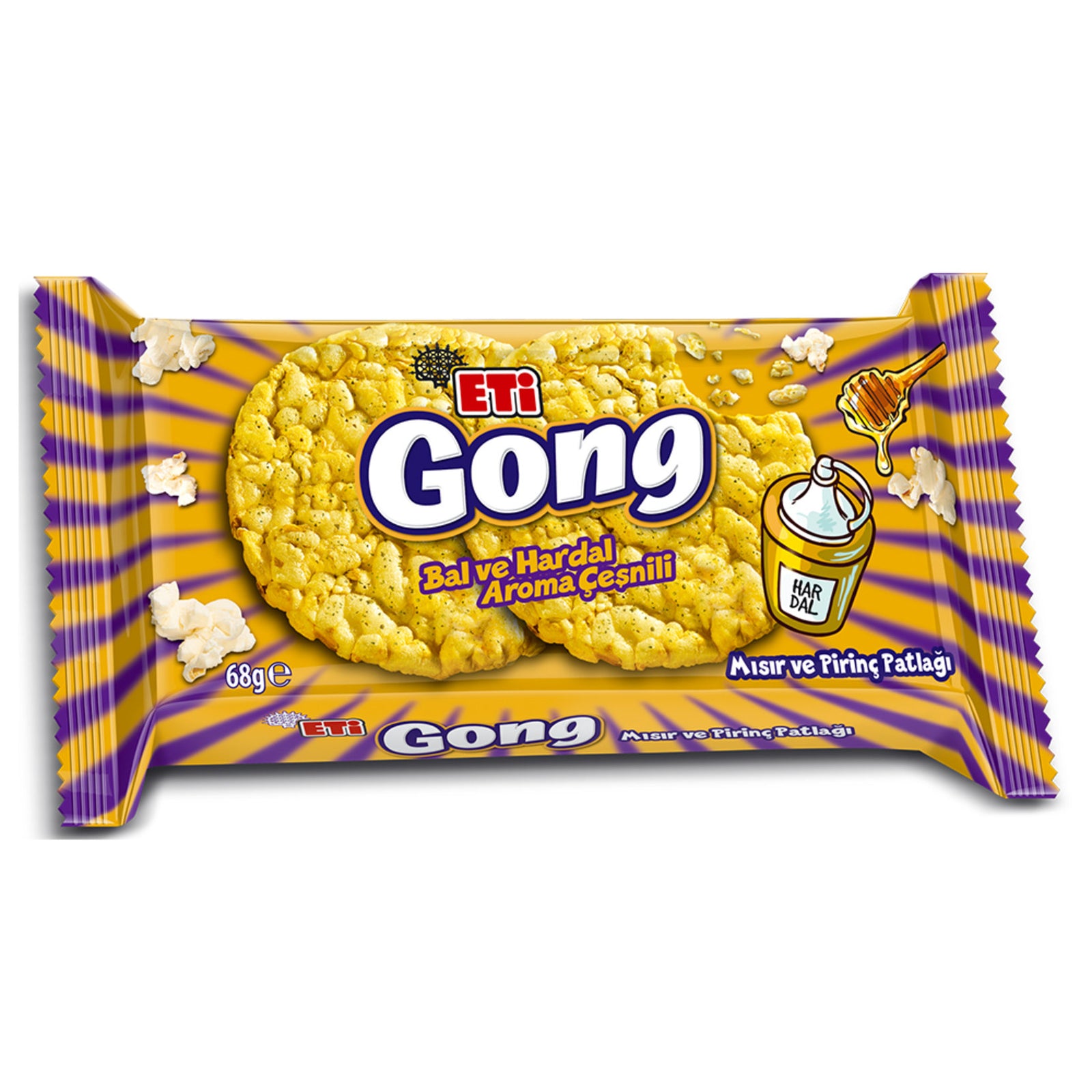 Eti Gong Corn and Rice Crackers, Honey Mustard Flavor (Ballı Hardallı)