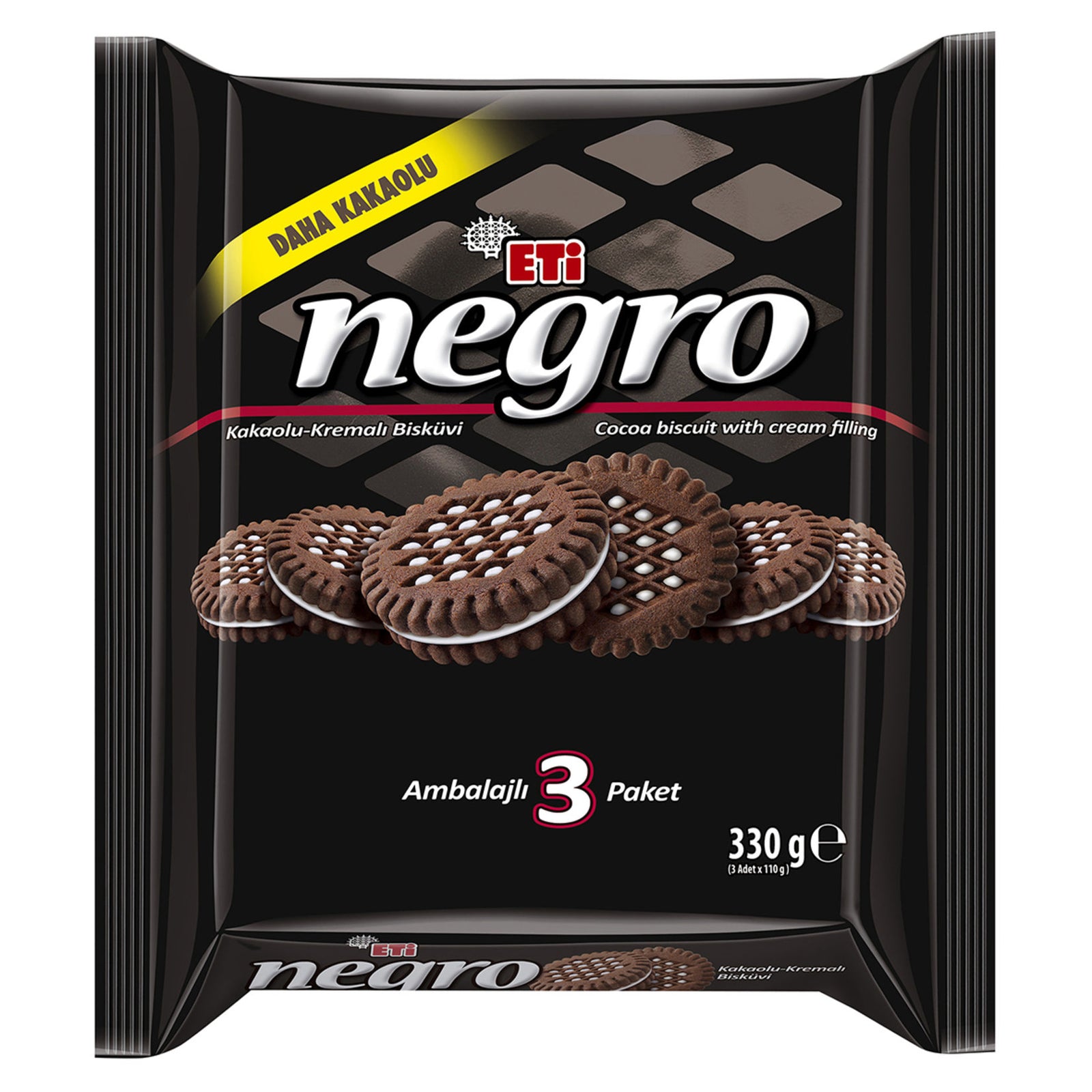 Eti Negro Chocolate Cream Biscuits Pack of 3 (Kakaolu Kremalı Bisküvi