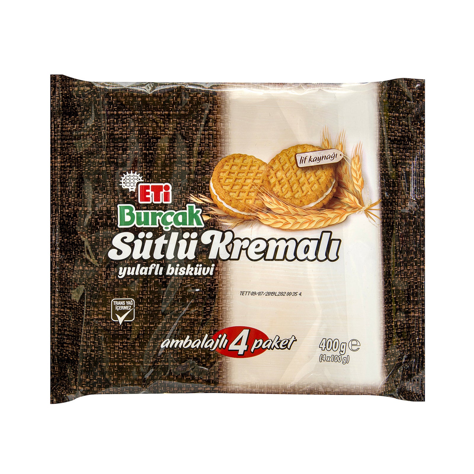 Eti Burçak Milk Cream &amp; Oat Biscuit Pack of 4 (Sütlü Kremalı Yulaflı B