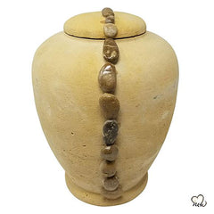 BEIGE BEADED STRING BIODEGRADABLE SAND URN