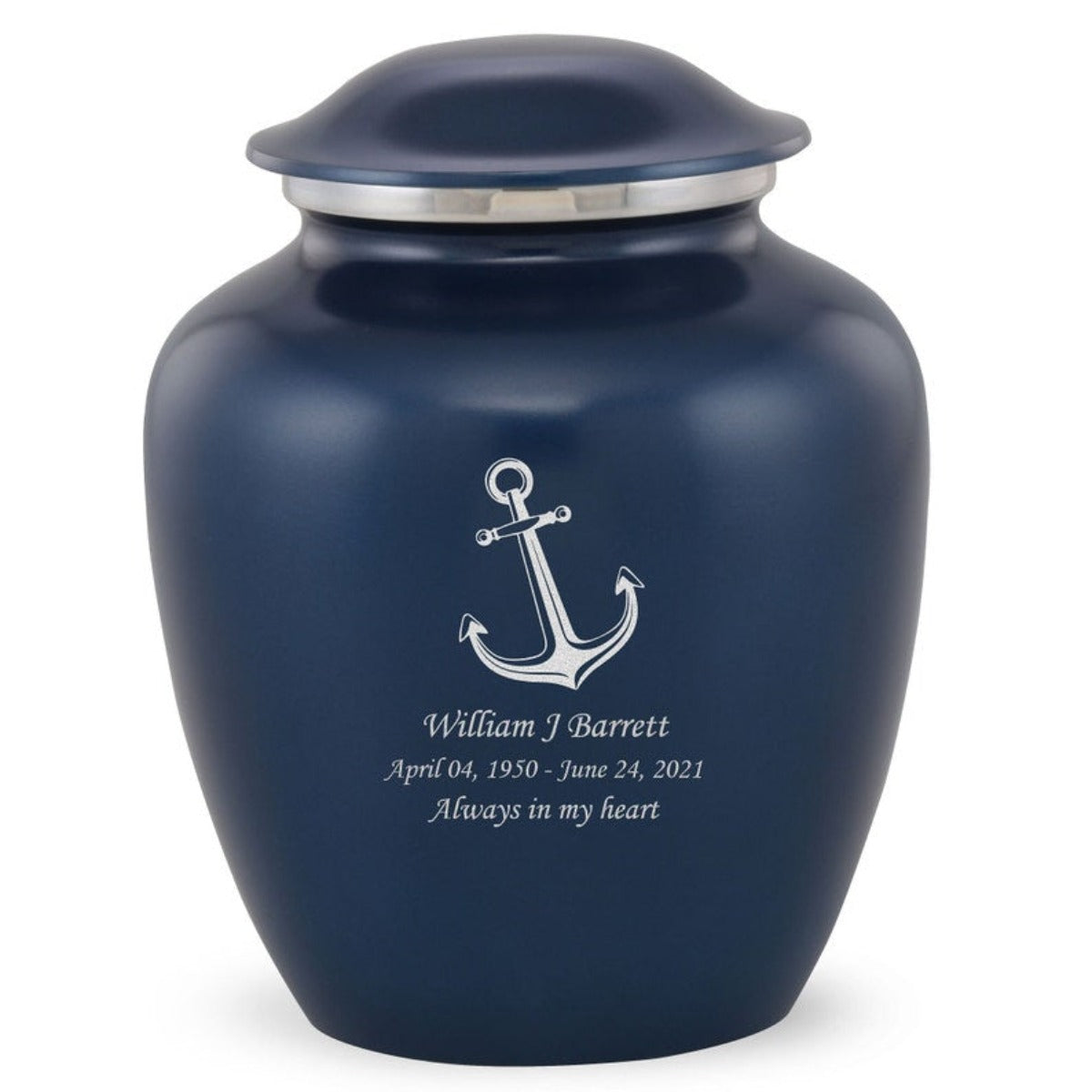 Grace Anchor Custom Engraved Adult Cremation Urn for Ashes in Blue
