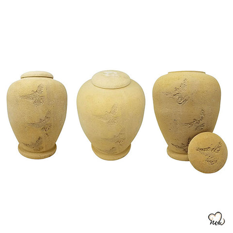 Beige Flying Dove Biodegradable Sand Urn