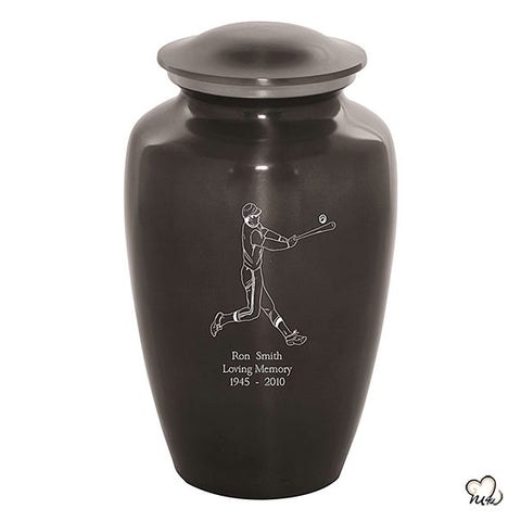 Custom Engraved Baseball Cremation Urns with 3 lines of Engraving