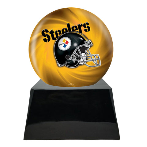  Football Cremation Urn and Pittsburgh Steelers Ball Decor with Custom Metal Plaque
