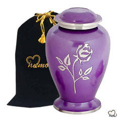 Pearl Rose Brass Cremation Urn - Purple
