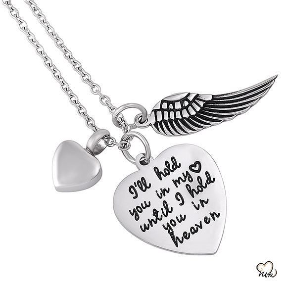  I will Hold you in my H Poetry Memorial Pendant - Heart
