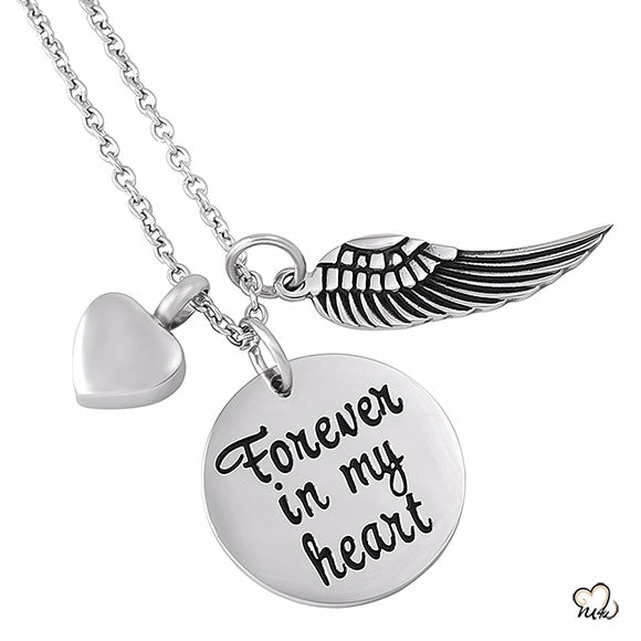 "Forever in my Heart" Poetry Memorial Pendant - Circle - Urn Necklace - Cremation Necklace - Memorials4u
