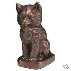 Cat Figurine Pet Cremation Urn for Ashes in Copper