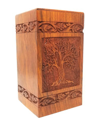 Hand-Carved Wood Cremation Urns for Adult Ashes