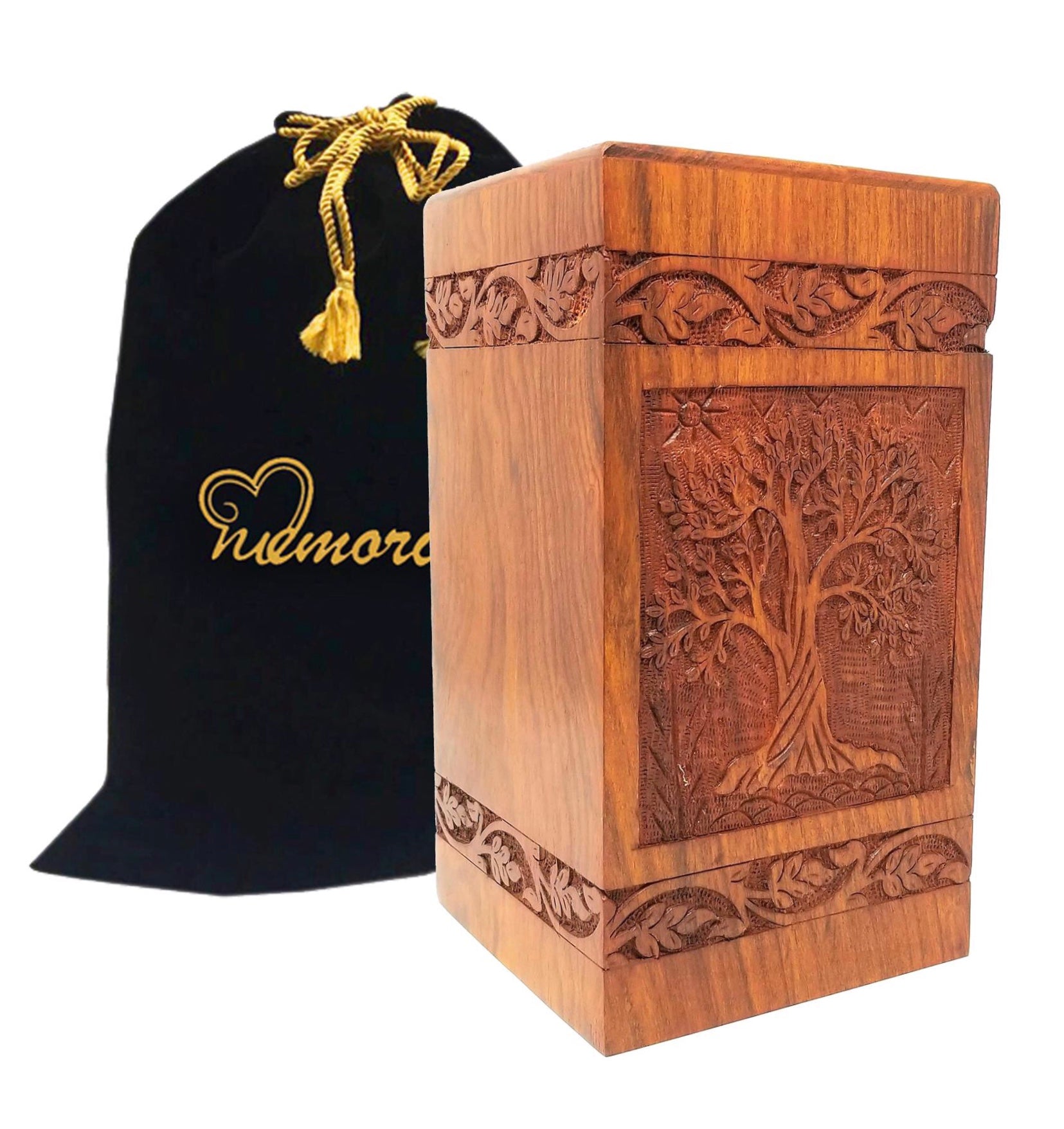  Soulful Tree Wooden Urn for Ashes Designed in Solid Rosewood