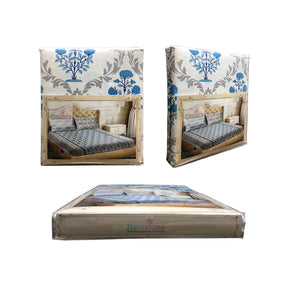 BELLA CASA FASHION BEDSHEET Double Bedsheet Set Super King Size Cotton Blue Colour - Barcelona Collection