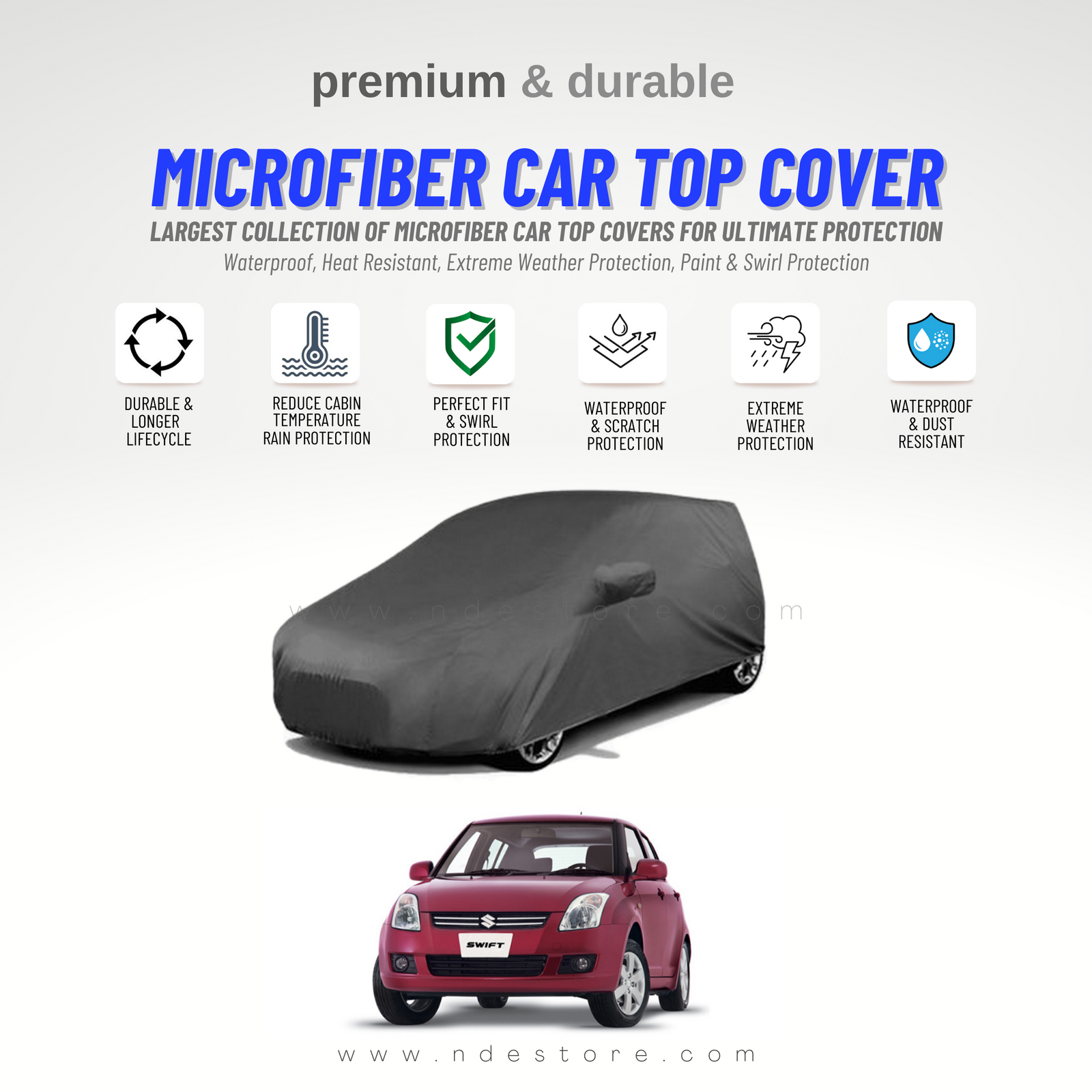 Buy Suzuki Swift Parachute Rubber Coated Water Proof Ultra Soft Top Cover  in Pakistan