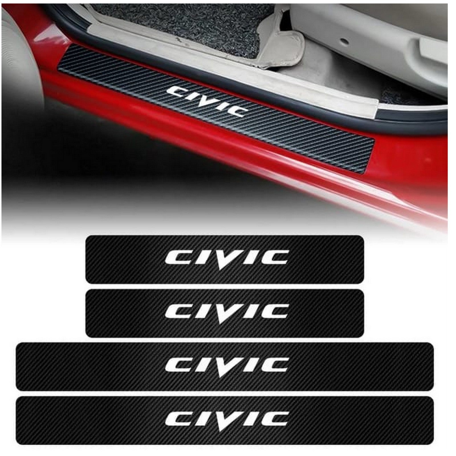 DOOR SILL AREA PROTECTION CARBON FIBER STICKER FOR HONDA - NDE STORE