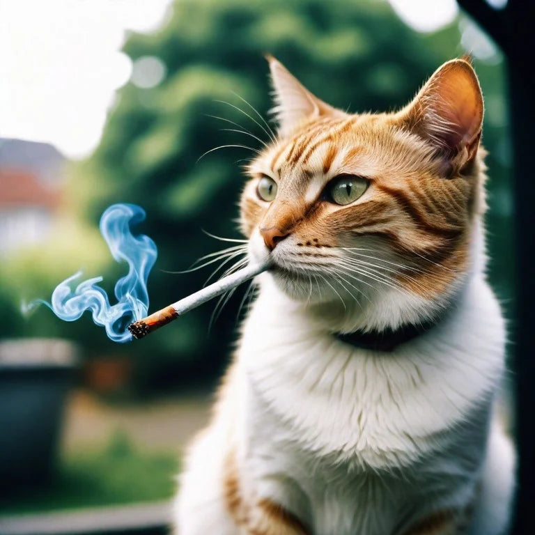 Katze raucht Joint