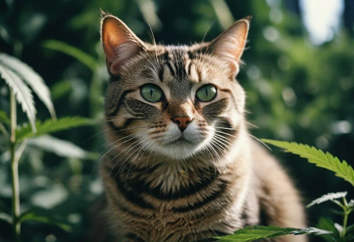 Katze in Hanfplantage