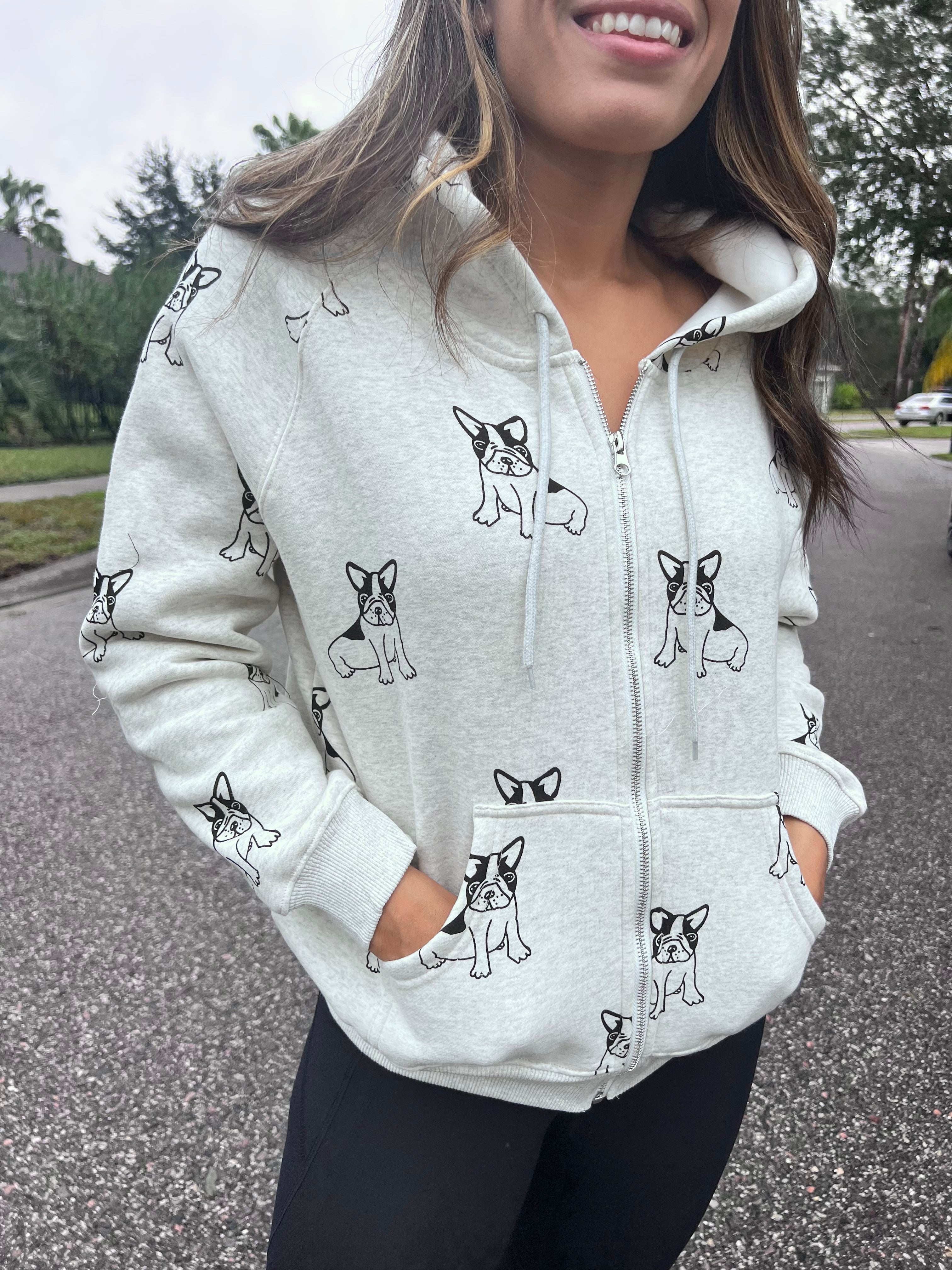 frenchie zip up hoodie