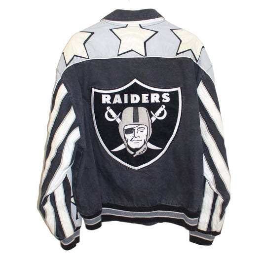 Vtg Rare NFL Oakland Raiders Jeff Hamilton Leather Jacket. Mens Large