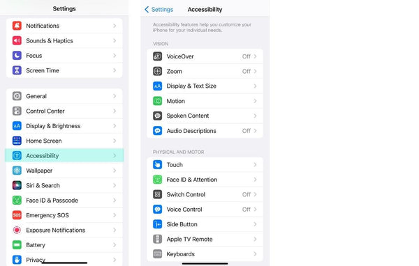 Image of iPhone Screenshots indicating where to find Accessibility Settings - Frank Mobile Blog