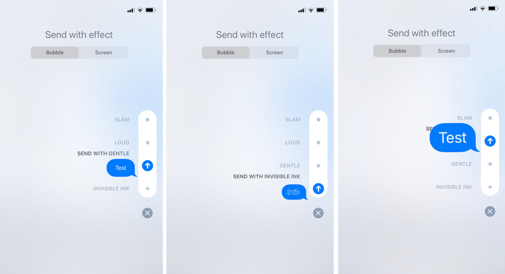 imessage bubble effects screenshots