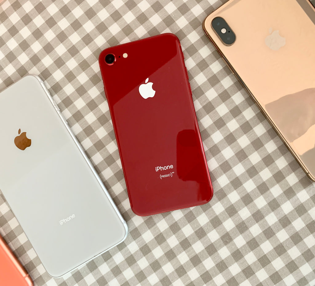 white iPhone 8 Plus, red iPhone 8, gold iPhone 8