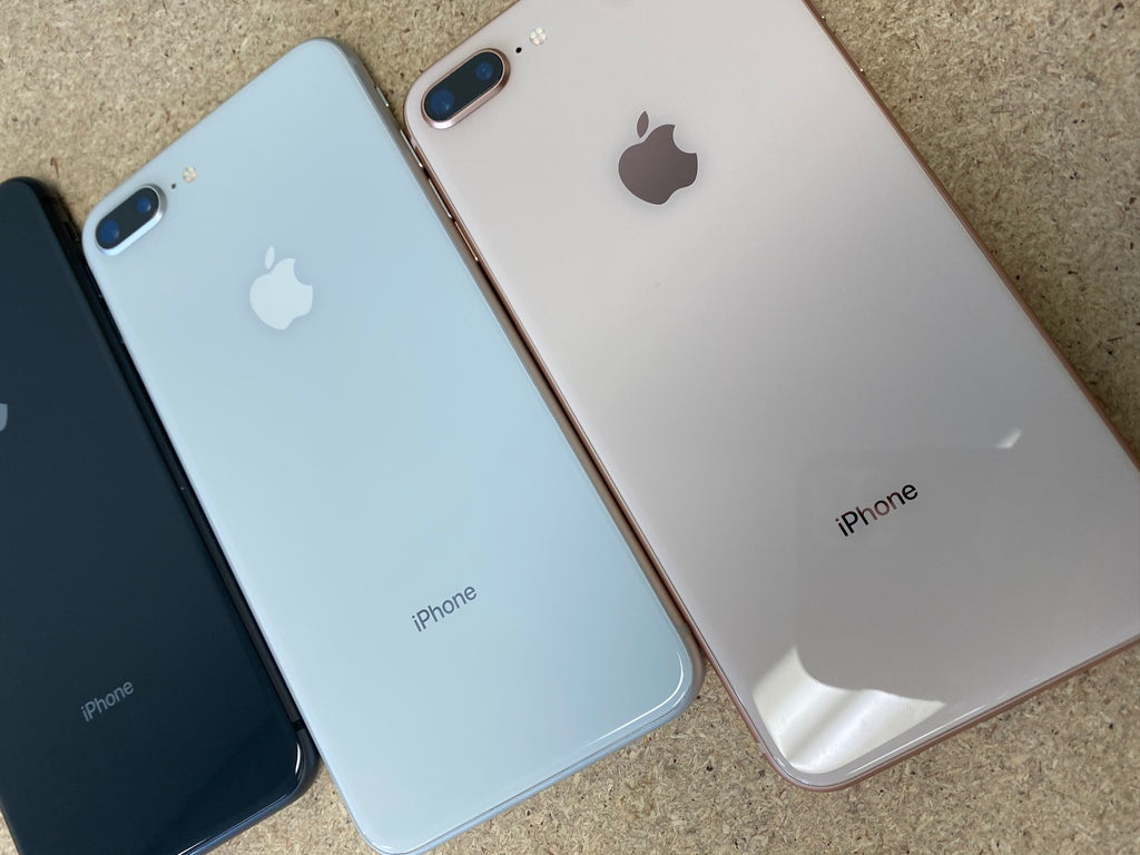 3 refurbished iPhone 8s space grey, silver and gold