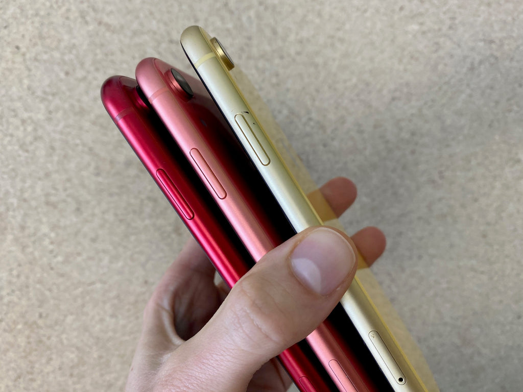 iPhone XR colors red, coral, yellow