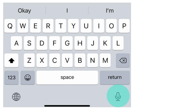 Using dictation on the iOS keyboard screenshot on Frank Mobile