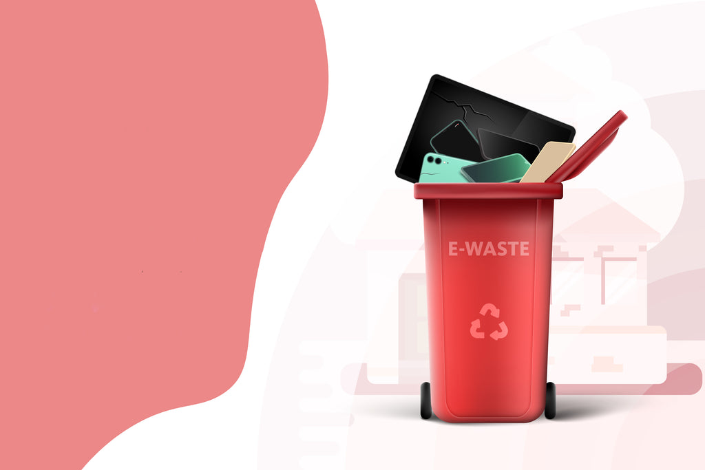 recycling bin full of e-waste