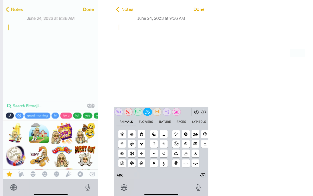 Screenshots of different keyboard options on your iPhone