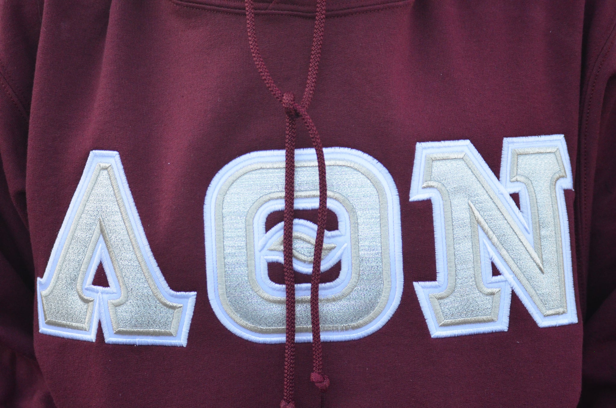 Lambda Theta Nu - Burgundy Hoodie with Silver Letters - Double Stitche – Greek and Hobbies