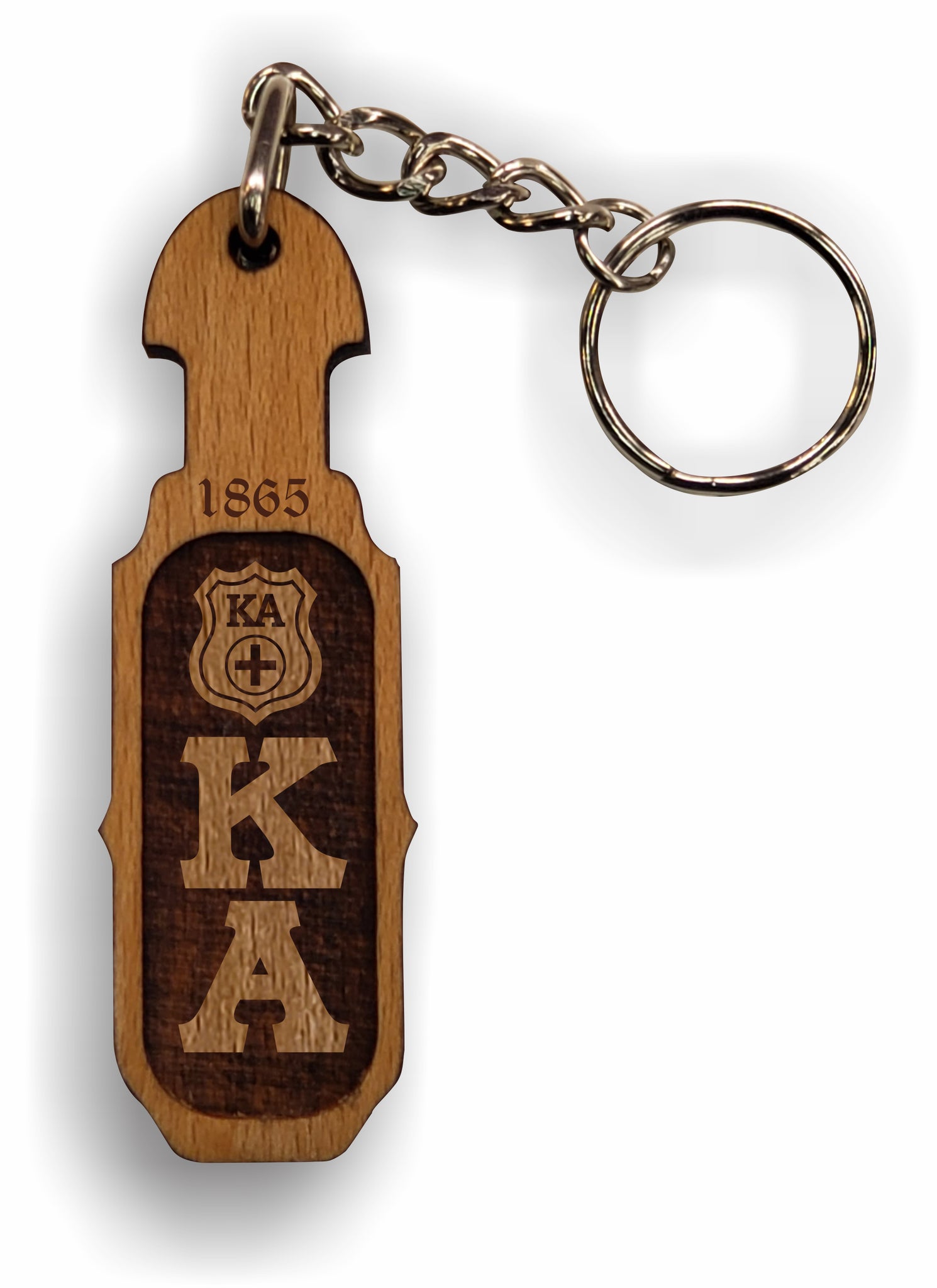 Kappa Alpha-Paddle Keychain, Laser Engraved; & Walnut-01-KEY-PDL – Greek Apparel and Hobbies