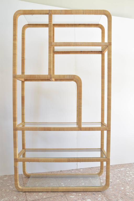 Milo Baughman Style Brass and Glass Etagere, DIA Etagere, Vintage 1970s  Design Institute of America Etagere