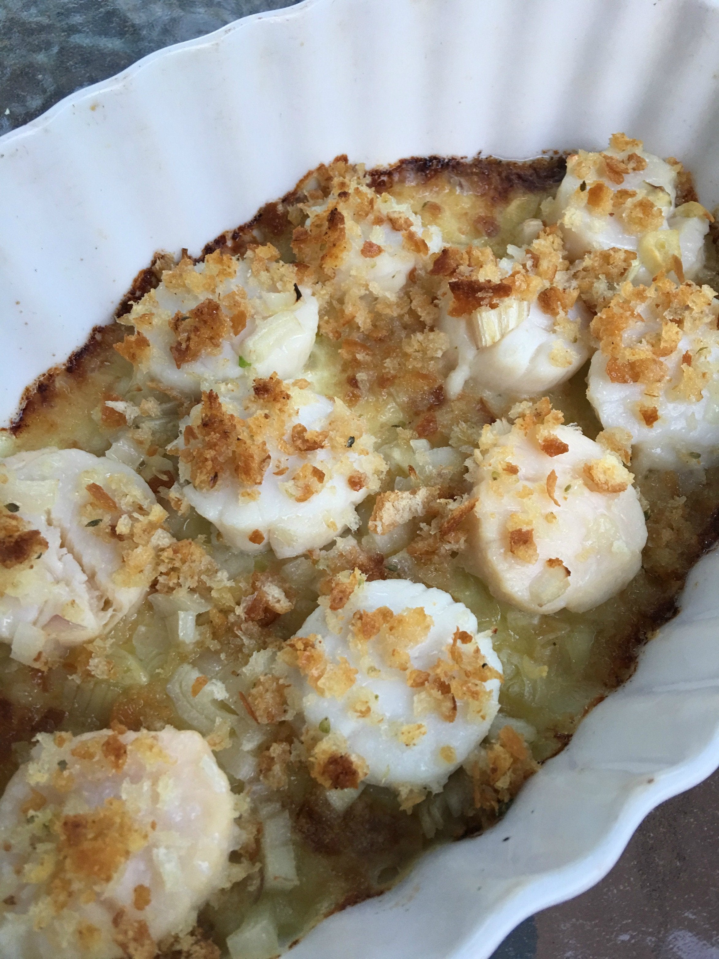 Baked Scallops with Lime Oil & Sriracha Mango Balsamic Seven Barrels