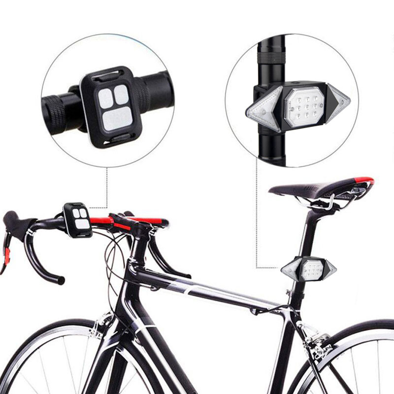 Feu LED avec clignotants et télécommande pour vélo - installation