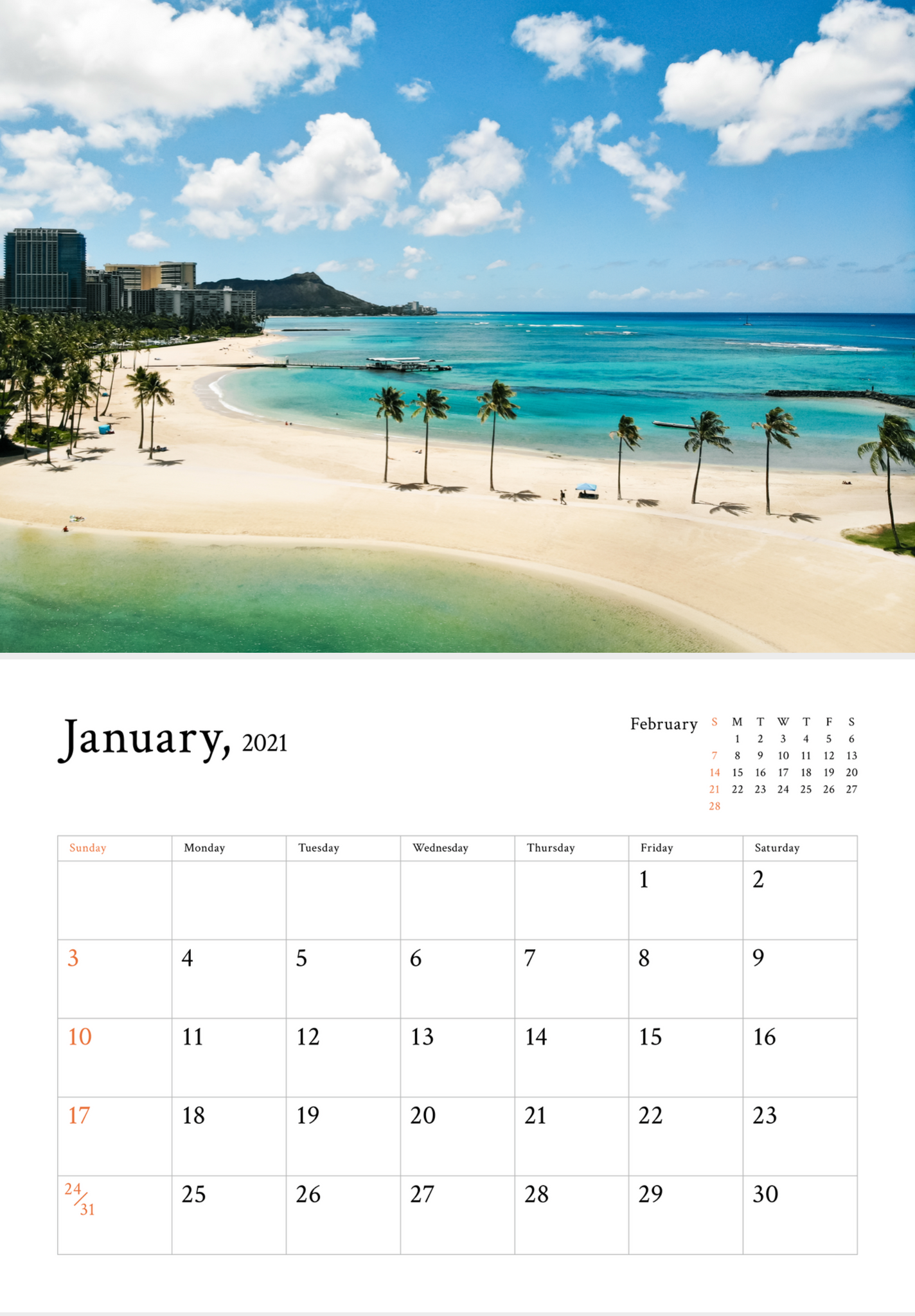 Hawaii Wall Calendar 21 Feel Hawaii Beach Art Calendar カレンダー Aloha Beach Commune