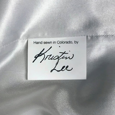 Kristin Lee signed care tag signature on silk lining