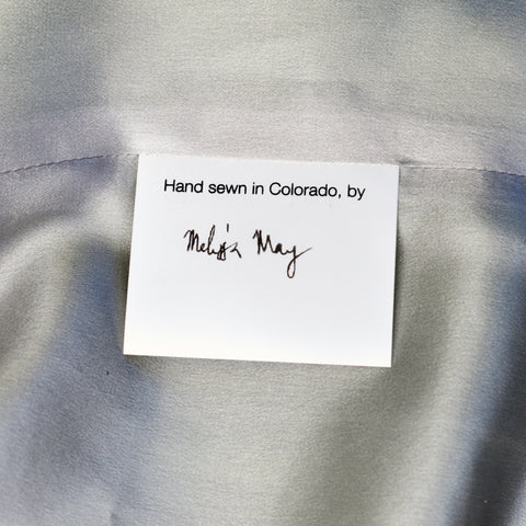Melissa May signed care tag signature on silk lining