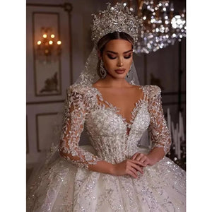 Luxury  Lace Applique Wedding Dress - Mall For Women