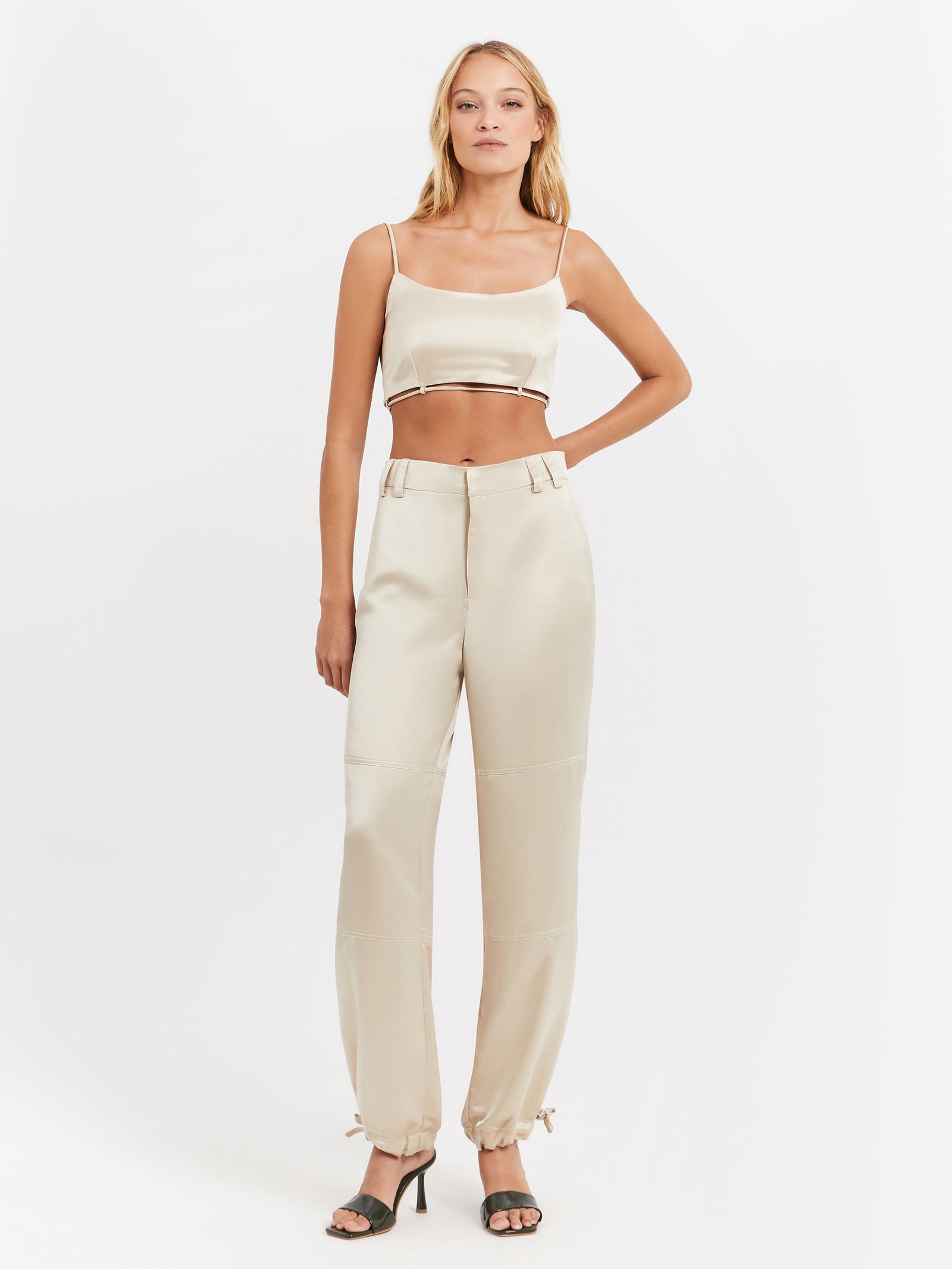 Aster Satin Pants in Ivory