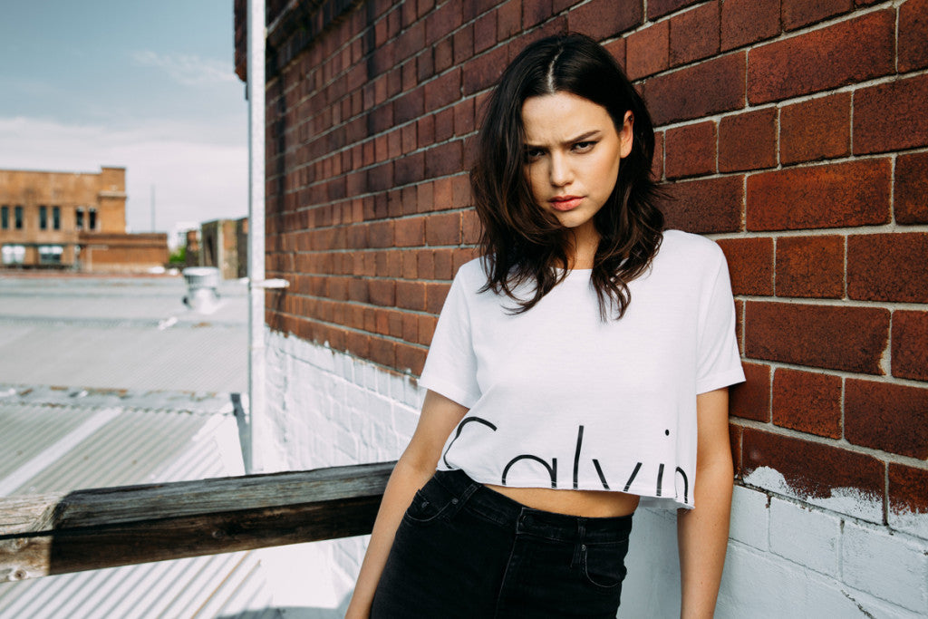 My Calvins Cropped T-Shirt in White