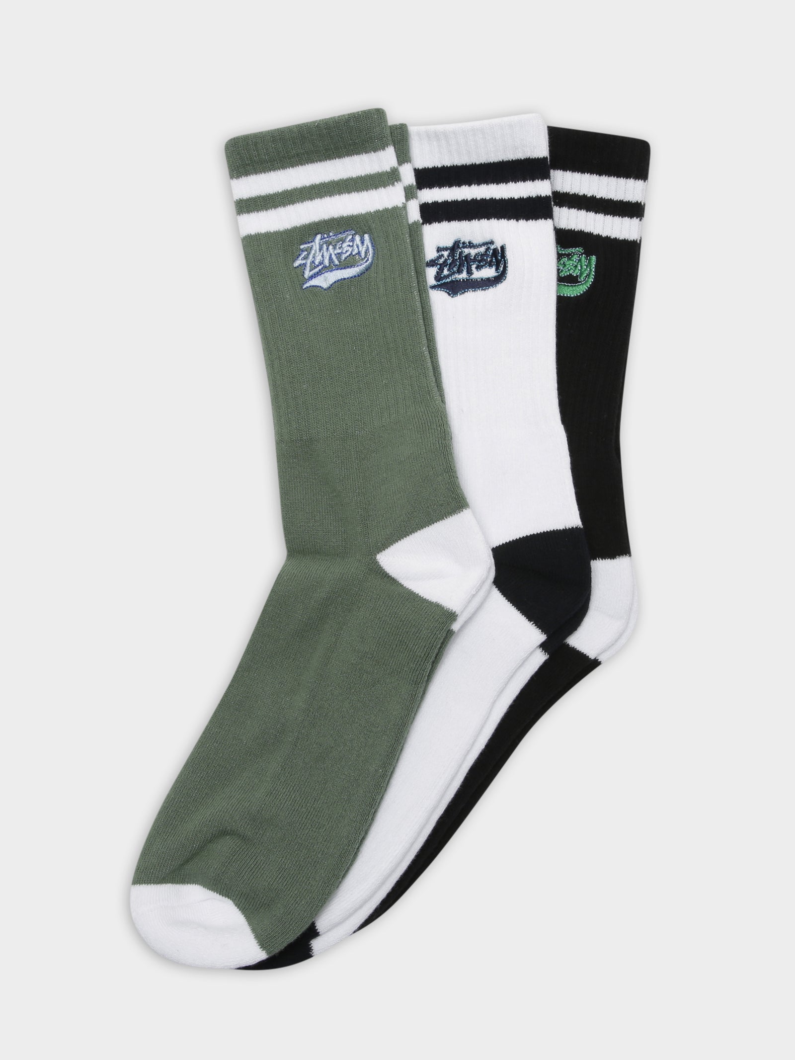 3 Pairs of Mens Slugger Stripe Socks in Multi