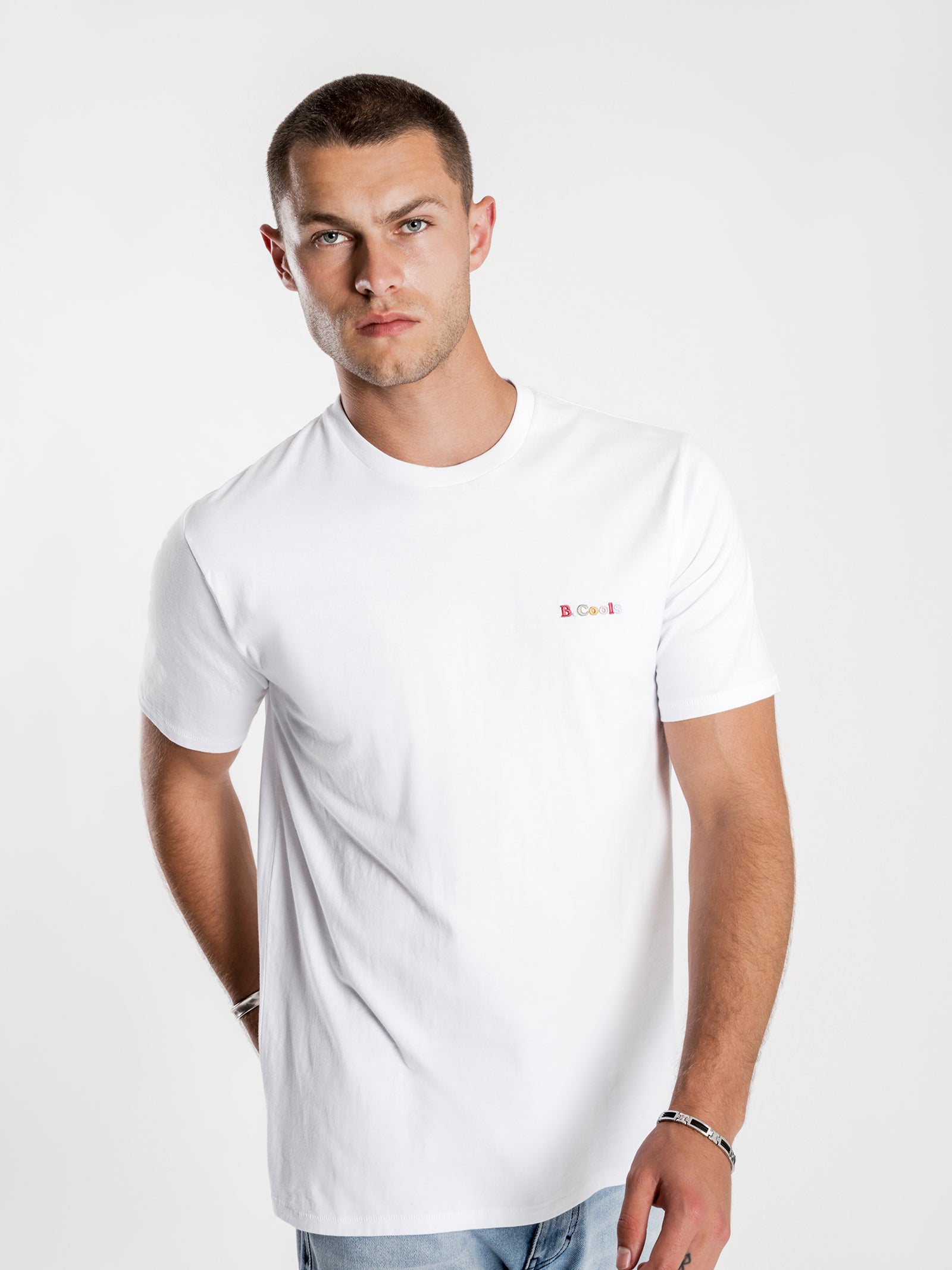 B.Cools Retro Embro T-Shirt in White