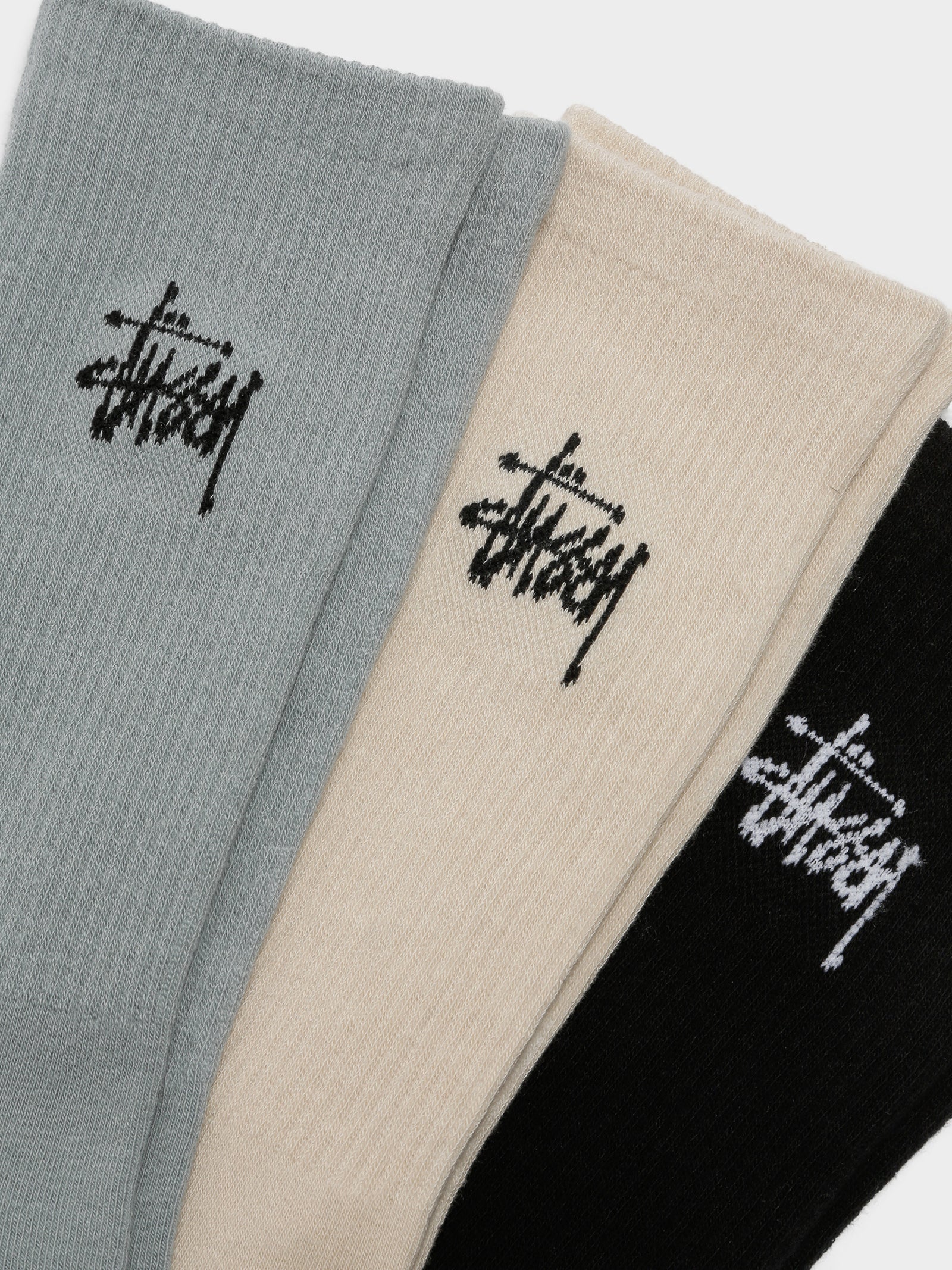 3 Pairs of Graffiti Crew Socks in Slate Sand & Black