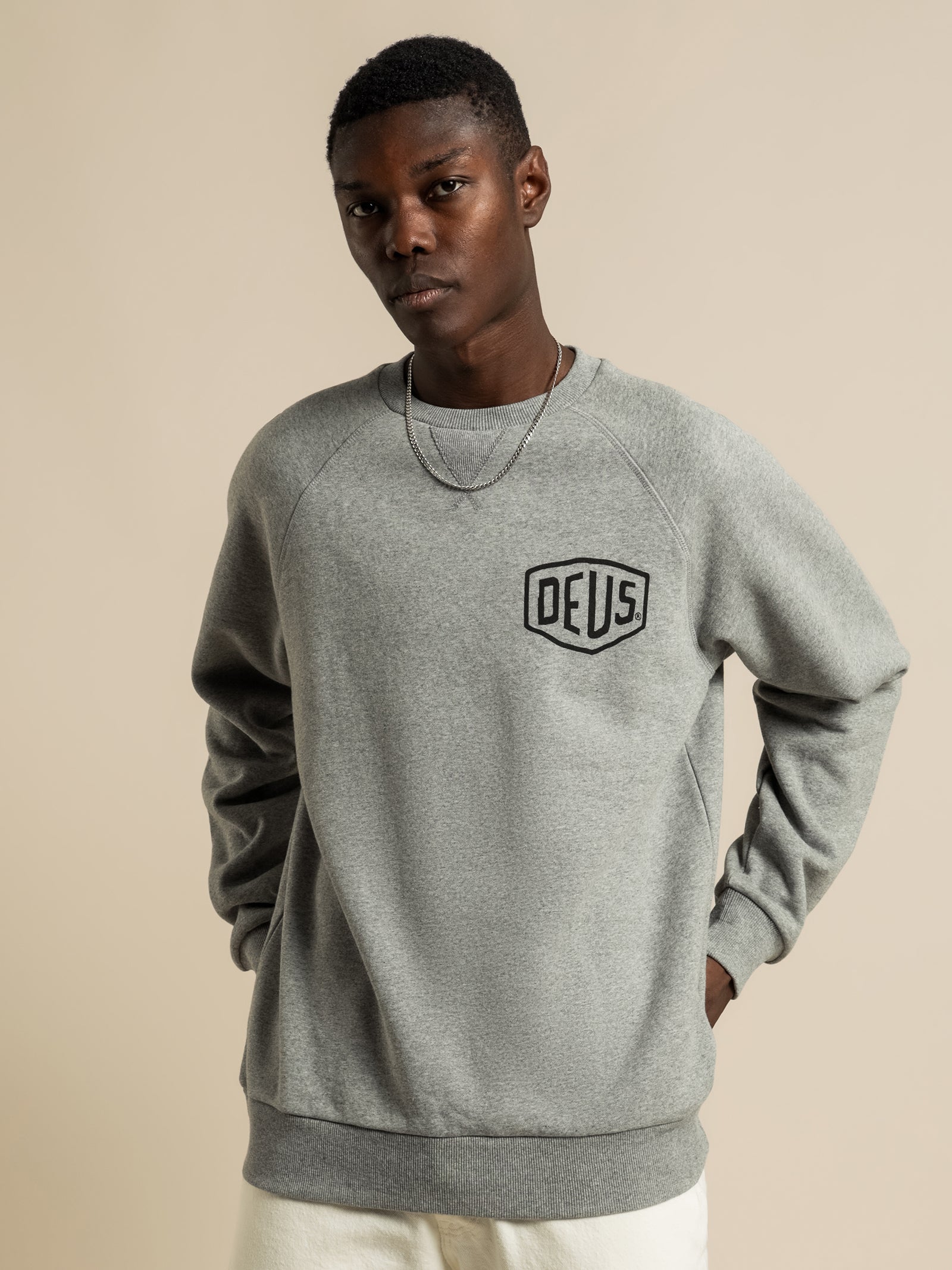 Amsterdam Address Crew Jumper in Grey Marle